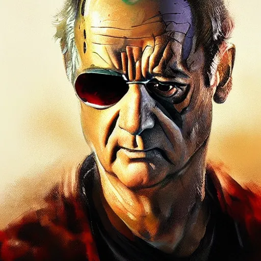 Image similar to bill murray as the terminator, dramatic light, painted by stanley lau, painted by greg rutkowski, painted by stanley artgerm, digital art, trending on artstation