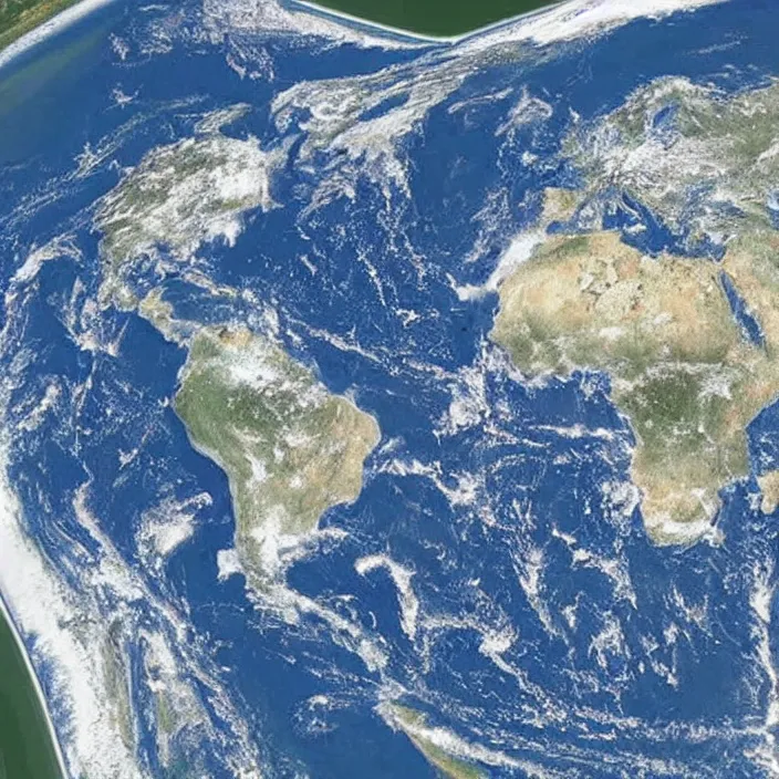 Image similar to the flat earth seen from space, artists rendition