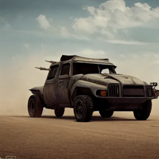 Prompt: rhinoceros as a truck in the style of mad max