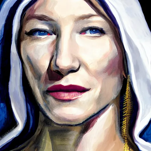 Image similar to painting of cate blanchett as Jesus