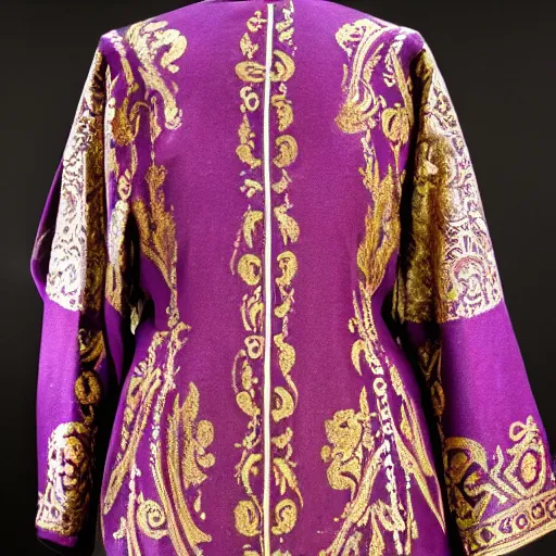 Image similar to Exquisite, Regal, Royal, Tyrian purple gilded medieval byzantine tunic