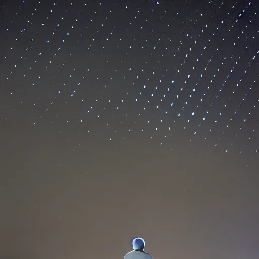 Image similar to man looking at the pattern with dots in the night sky