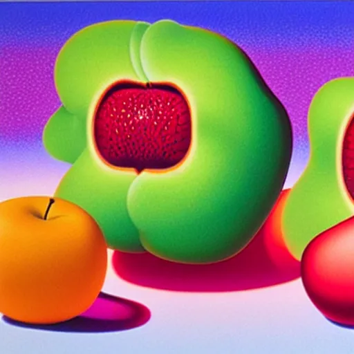 Image similar to fruit by shusei nagaoka, kaws, airbrush on canvas, pastell colours, cell shaded, 8 k