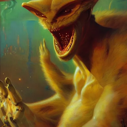 Image similar to a portrait of a furry alien in the pool. highly detailed painting by gaston bussiere, craig mullins, j. c. leyendecker, furry