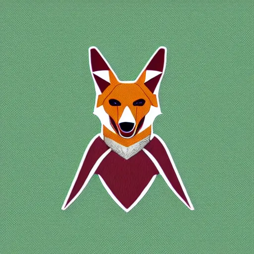 Prompt: A dingo mascot, maroon and white, NFL, highly detailed design, high evolution, legendary, smooth, sharp focus, dynamic lighting, intricate, trending on ArtStation, art by Paul Rand