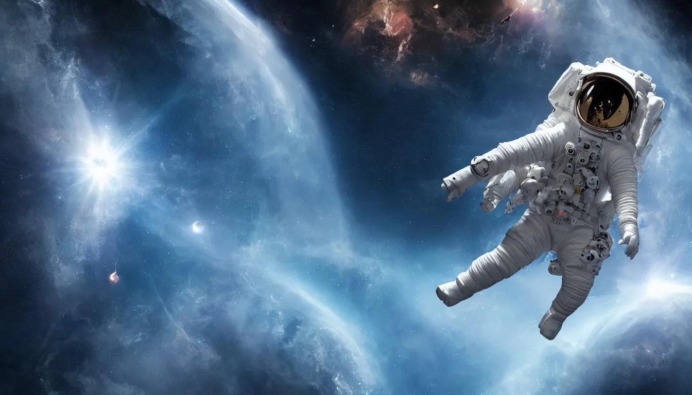 astronaut in space floating