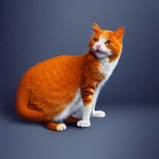 Prompt: a cat standing next to a bottle of medicine. the cat was orange in color and having fluffy fur. animal. digital art. pixabay. shutterstock. octane render. impressionism, monet, renoit.