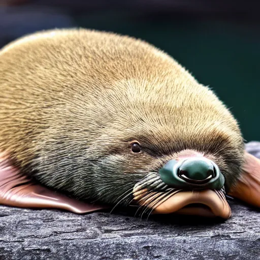 Prompt: photo of body of catwith head of platypus