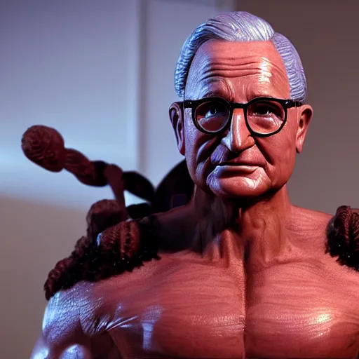 Image similar to harry truman as an amazon warrior, muscles, muscles, 4 k, octane render, volumetric lighting, unreal engine, raytacing