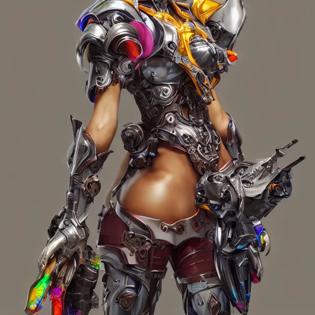 Prompt: studio portrait of lawful good colorful female holy mecha paladin absurdly beautiful, elegant, young skinny bikini model, ultrafine hyperrealistic detailed face illustration by kim jung gi, irakli nadar, intricate linework, sharp focus, bright colors, matte, octopath traveler, final fantasy, unreal engine highly rendered, global illumination, radiant light, intricate environment