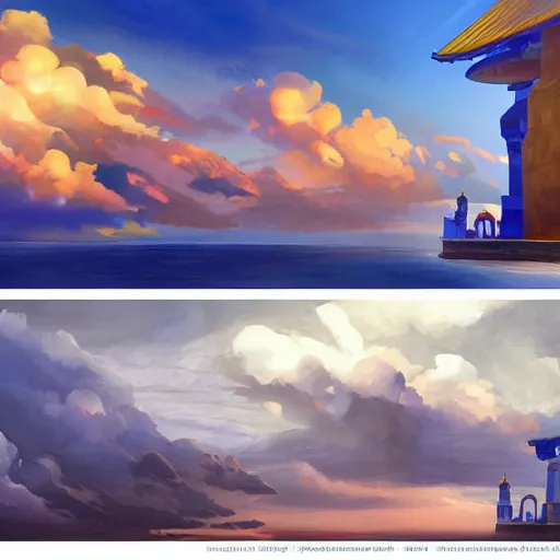 Prompt: Establishing shot of the Gate of Three Skies, digital art, Establishing shot of the Gate of Three Skies, trending on ArtStation, Establishing shot of the Gate of Three Skies, by Charles Sheeler and ArtGerm, photorealism, style of aetherpunk, Establishing shot of the Gate of Three Skies, arborescent architecture ♦️♦️♦️