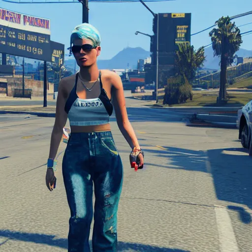 Image similar to Halsey in GTA V, 4k