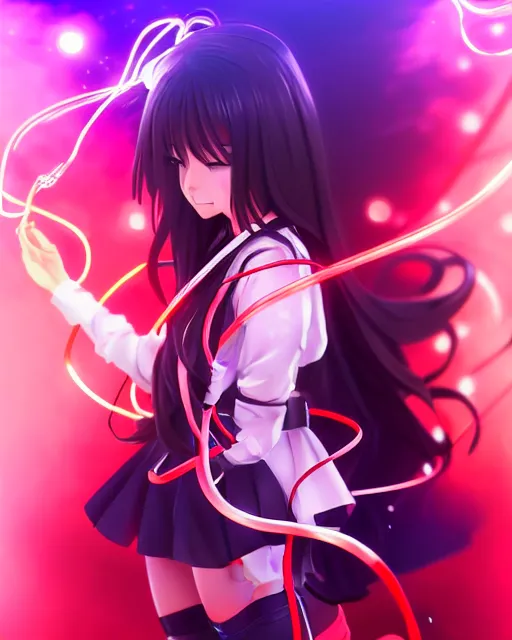 Prompt: anime style, vivid, expressive, full body, 4 k, painting, a cute magical girl with a long wavy black hair wearing a nurse outfit, stunning, realistic light and shadow effects, centered, simple background, studio ghibly makoto shinkai yuji yamaguchi