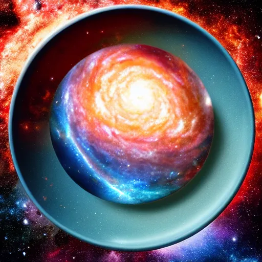 Prompt: the universe inside a plate, 8k, hyper realistic, insainly detailed, HDR, Trend in artstation