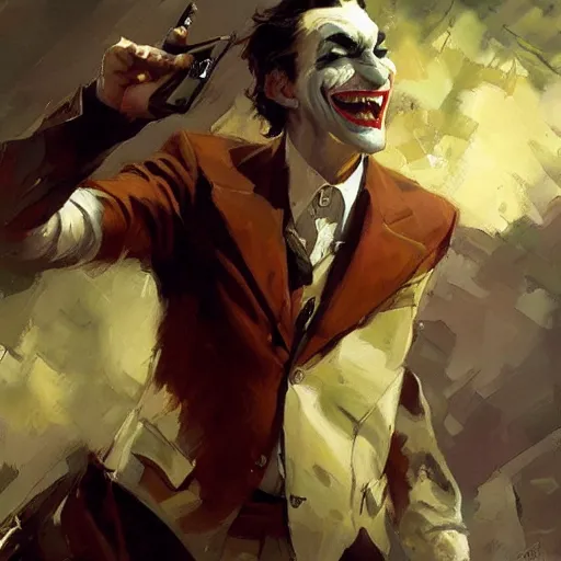 joker, dynamic pose, painted by michael garmash, greg | Stable ...