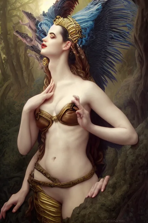 Image similar to A fantasy book style portrait painting of a hybrid, Eva Green, Anya_Taylor-Joy, Cory Chase, as a Mystical Valkyrie, Anubis-Reptilian, Atlantean Warrior, François Boucher, Oil Painting, unreal 5, DAZ, hyperrealistic, octane render, Regal, Refined, Detailed Digital Art, RPG portrait, William-Adolphe Bouguereau, Michael Cheval, Walt Disney (1937), Steampunk, Volumetric Golden dappled dynamic lighting, Highly Detailed, Cinematic Lighting, Unreal Engine, 8k, HD