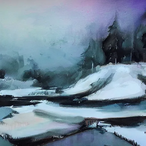 Prompt: mystic winter landscape by rafael albuquerque