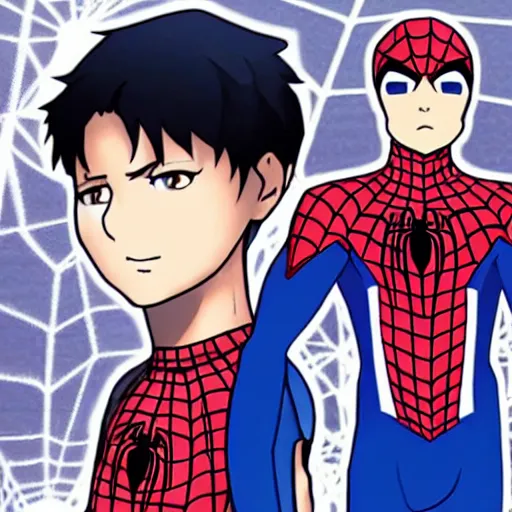 Image similar to peter parker with spider - man hoodie as a cryptocurrency trader in fate stay night anime style