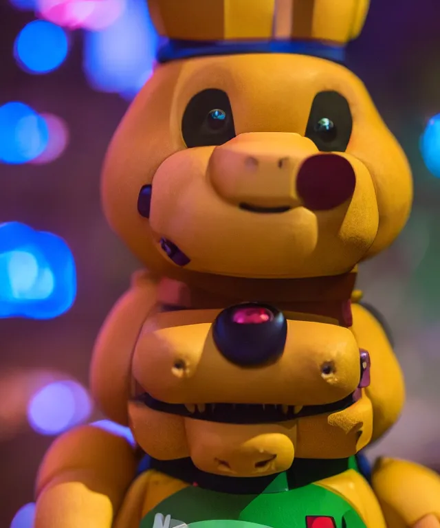 Image similar to high quality presentation photo of Freddy Fazbear, photography 4k f1.8 anamorphic bokeh 4k Canon Nikon