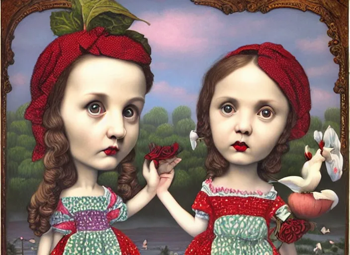 Image similar to simple folk art, lowbrow, matte painting, 3 - d highly detailed, in the style of mark ryden,