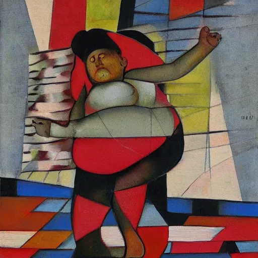 Image similar to fat mexican woman dancing, brilliant sunset, cubism, texture, no collage