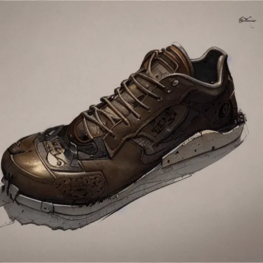 Image similar to sneaker, steampunk, sculpture, concept art, smooth, sharp focus, illustration, art by greg rutkowski