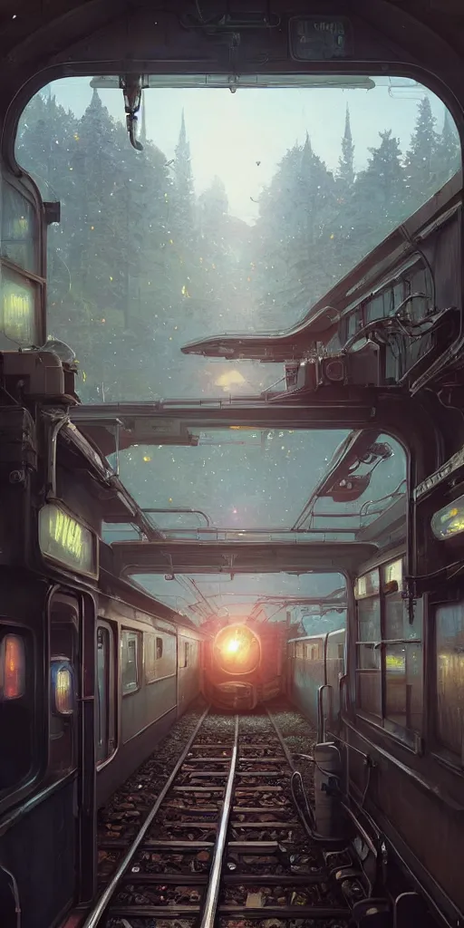 Image similar to highly detailed train in gta v, stephen bliss, unreal engine, fantasy art by greg rutkowski, loish, rhads, ferdinand knab, makoto shinkai and lois van baarle, ilya kuvshinov, rossdraws, tom bagshaw, global illumination, radiant light, detailed and intricate environment