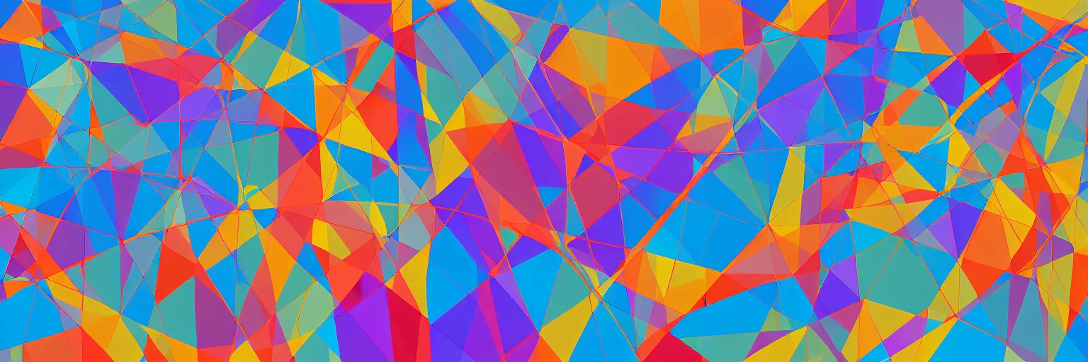 Prompt: abstract landscape, Mural, Hyperprism, Geometric, Polygonal