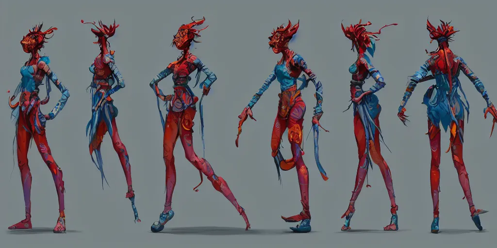 Image similar to cartoonish character dancing, vivid colors, character sheet, fine details, concept design, contrast, kim jung gi, greg rutkowski, trending on artstation, 8 k, full body, turnaround, front view, back view, ultra wide angle