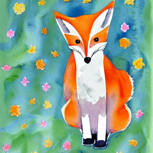 Image similar to watercolor, children book illustration, fox, white background