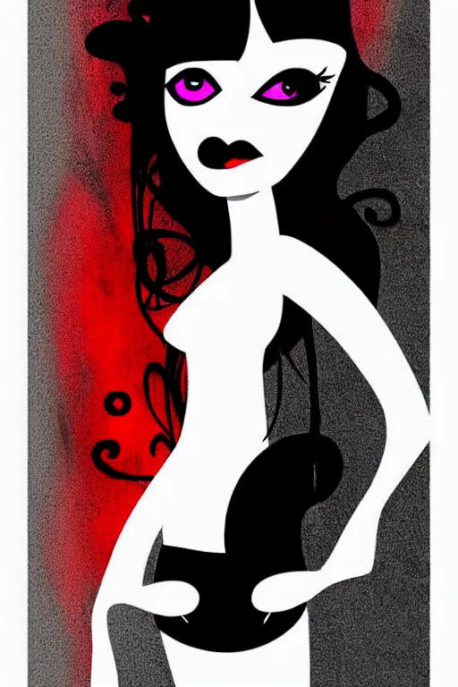 Prompt: vector style the abstract painting of an image of a lady artistic flat illustration, goth punk minimal figure art, soft colors mono chromatic, art in the style of Bryen Frost