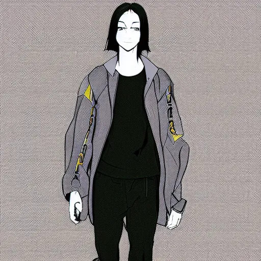 Prompt: balenciaga vetements fashion influencer character minimalistic illustration. style akira anime. popular on pixiv