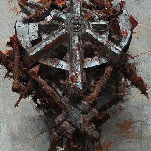 Image similar to cross made of rusty nails!!!!!!!!!!, art by ruan jia and wlop and greg rutkowski, masterpiece