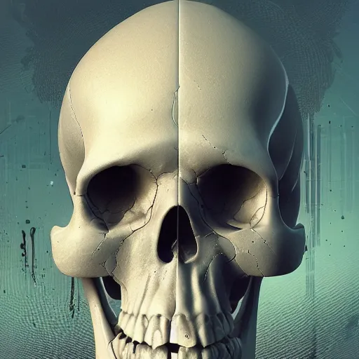 Image similar to portrait_of_a_melting_skull._intricate_abstract._intricate_artwork._by_Tooth_Wu_wlop_beeple_dan_mumford._octane_render_trending_on_artstat