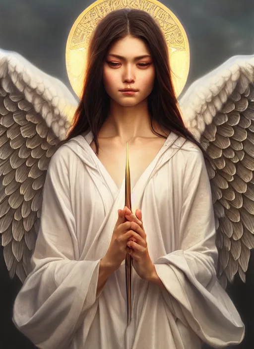 Image similar to photo of a purifying angel in the style of stefan kostic, realistic, sharp focus, 8k high definition, insanely detailed, intricate, elegant, art by stanley lau and artgerm