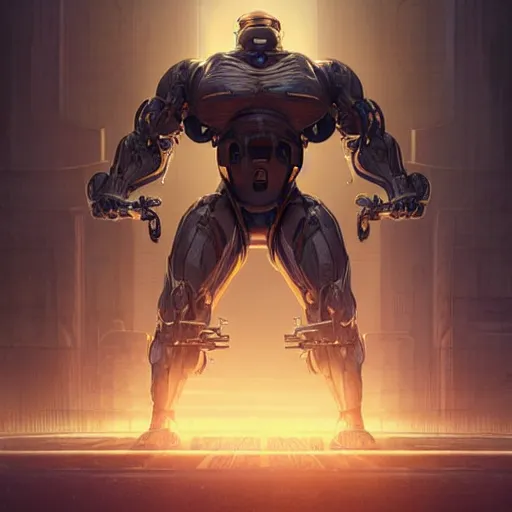 Image similar to Bodybuilding Minion from the Minion Movie in a Starcitizen loading screen, muscular, intricate, dystopian, fantasy, extremely detailed, digital painting, artstation, concept art, smooth, sharp focus, illustration, stark lighting, incredible art by artgerm and greg rutkowski and alphonse mucha and simon stalenhag