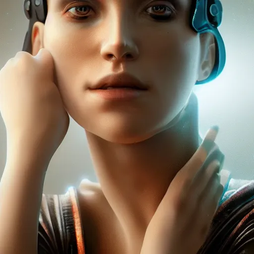 Prompt: a extremely realistic digital image of a beautiful woman imprisoned by extremely realistic sci-fi, futuristic robots by Andrea Chiampo, artstation and Frederik Heyman, extremely detailed woman, stunning volumetric lighting, hyper realism, fantasy 4k