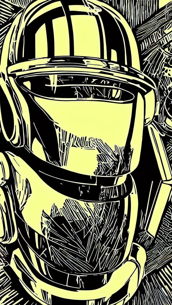 Image similar to Daft Punk logo by mcbess, full colour print, Techno concert advert