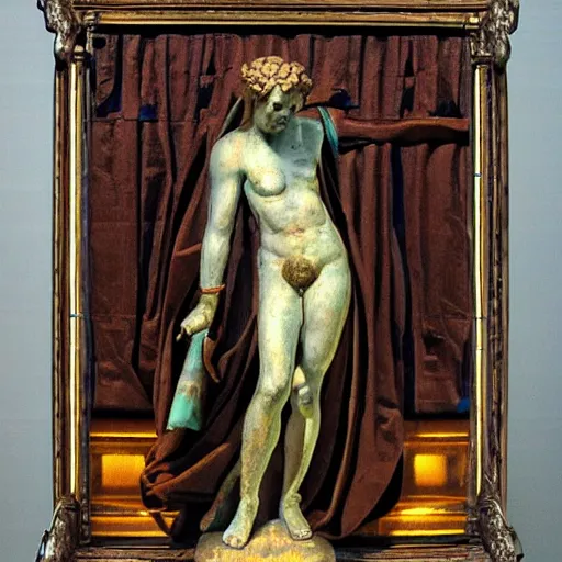 Image similar to renaissance statue surrounded by a neon frame, highly detailed