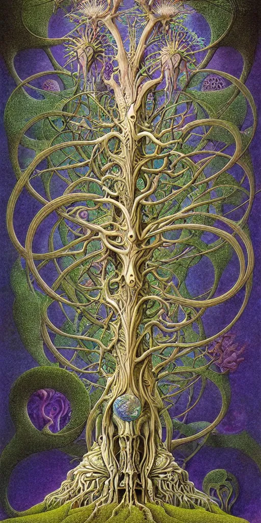 Image similar to tree of life by roger dean and andrew ferez, art forms of nature by ernst haeckel, divine chaos engine, symbolist, visionary, art nouveau, botanical fractal structures, organic, detailed, realistic, surreality