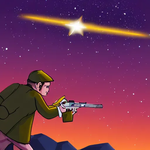 Image similar to shooting star with a gun