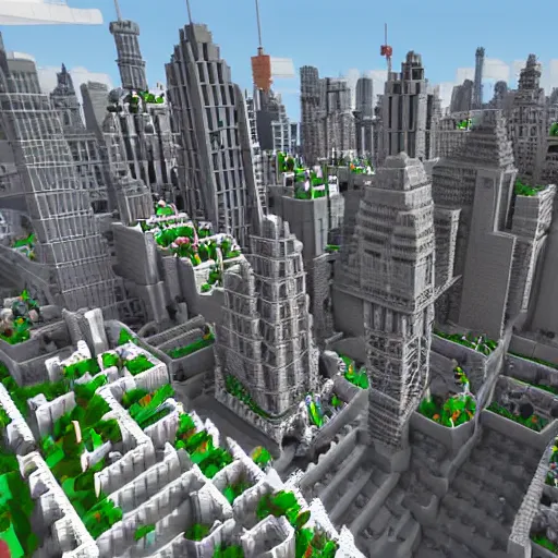 Prompt: a capital city made of voxels. unreal engine