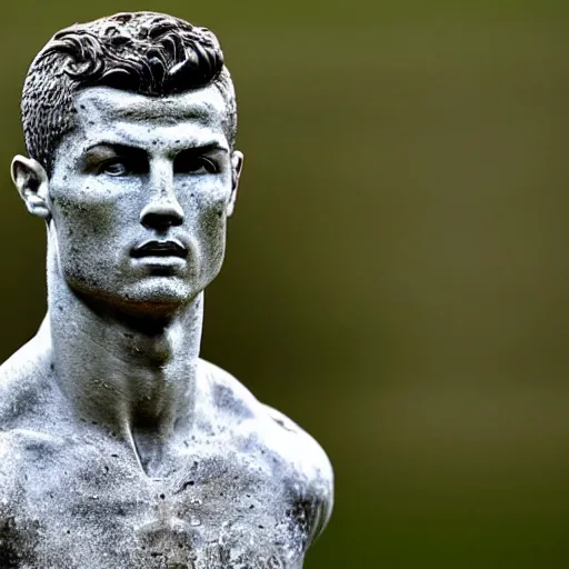 Image similar to A ancient stone bust of Cristiano Ronaldo is found raising time-travel concerns