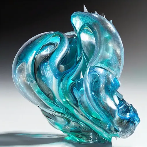 Prompt: abstract carved sculptural topaz form, wiggly wild smooth bubbly dripping spiky imaginative irrational shape puddles, fluid and dynamic forms, detailed and complex, sharp and smooth, product photo
