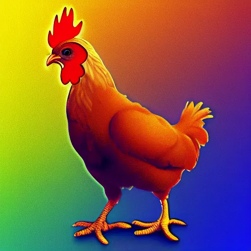 Prompt: hybrid chicken that's mostly kratos, digital art, cold hue's, warm tone gradient background, 8 k