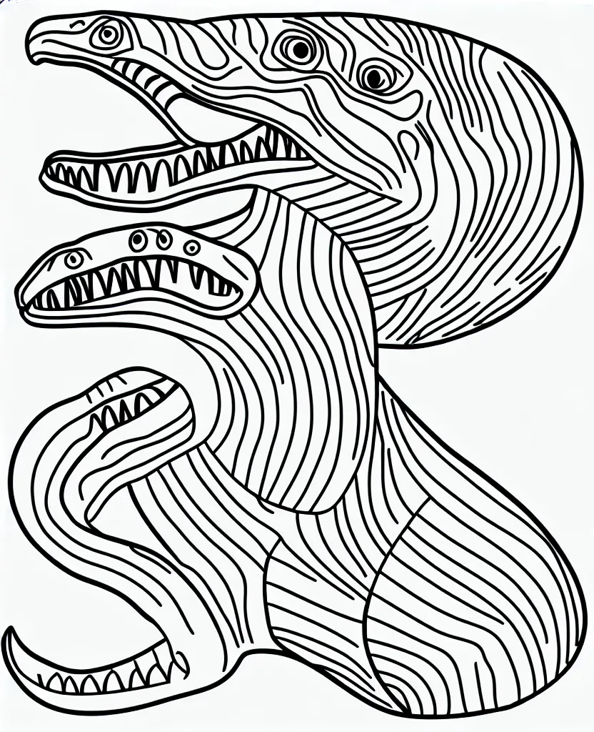 Image similar to trex dinosaur, symmetrical, accurate, simple clean lines, coloring book, graphic art, line art, vector art