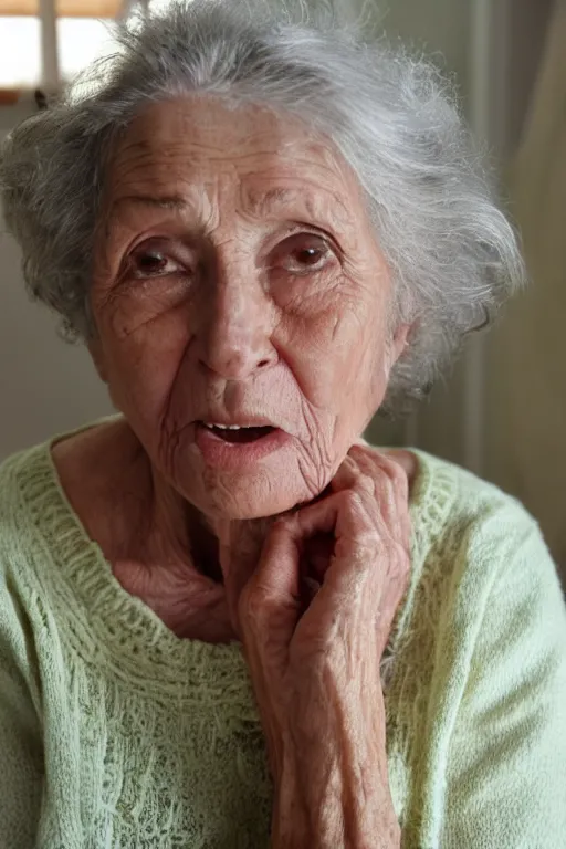 Prompt: an elderly woman who can't believe it's not butter