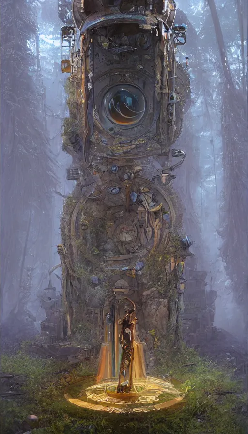 Prompt: goddess of illusion, beautiful, stunning, breathtaking, mirrors, glass, magic circle, magic doorway, fantasy, mist, bioluminescence, hyper - realistic, unreal engine, by ian mcque