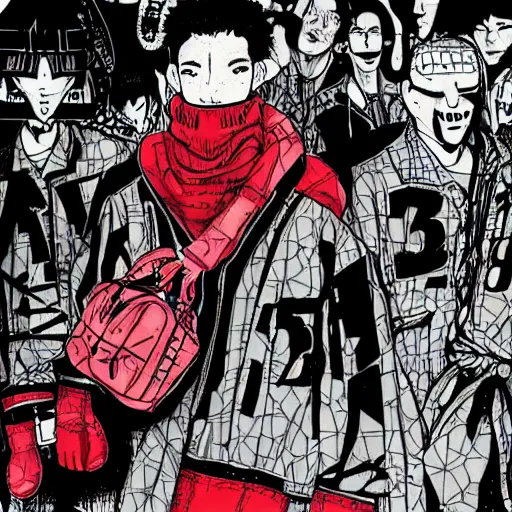 Image similar to balenciaga campaign in the style of dorohedoro