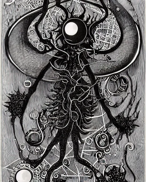 Prompt: miskatonic scholar, black ink on paper, trending on artstation, beautiful, intricate, detailed